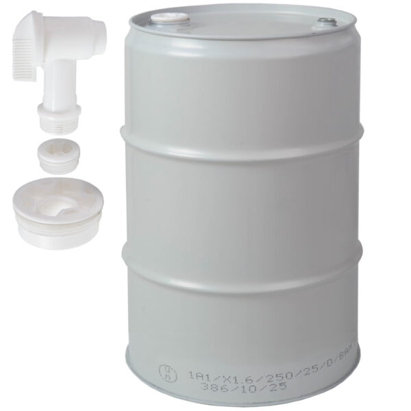 Beczka stalowa metalowa TH 60L korki 2 i 3/4 z kranikiem atest - SZARA